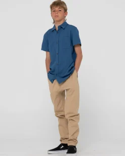 Overtone Short Sleeve Linen Shirt Boys | Rusty Cheap
