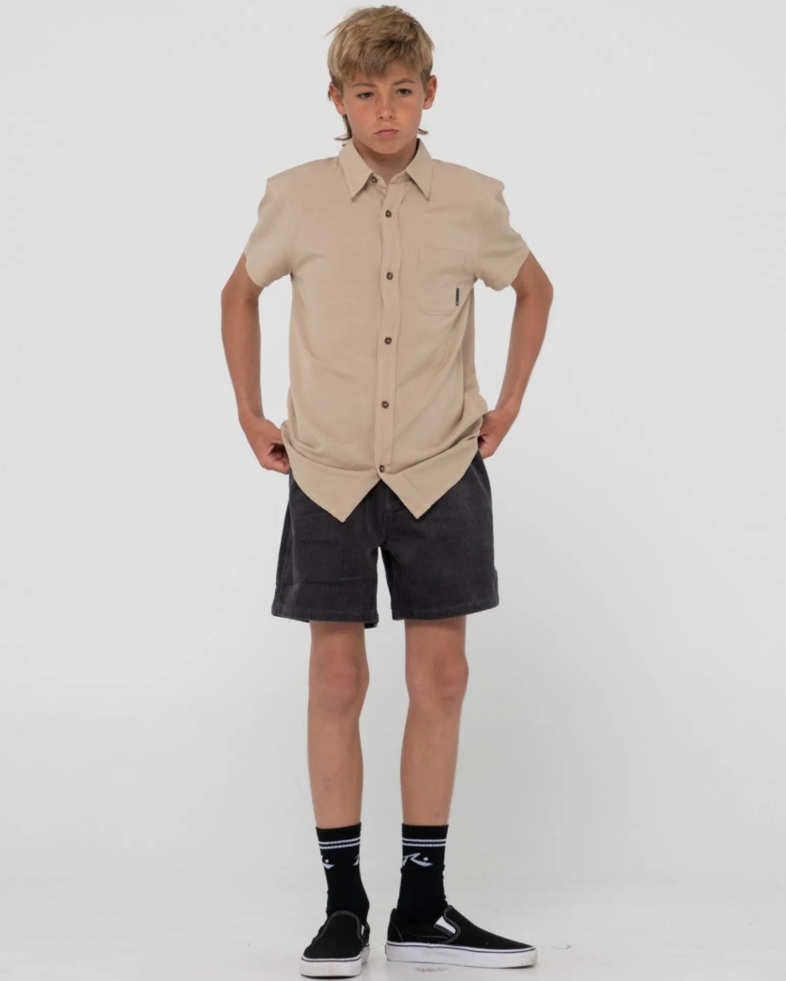 Overtone Short Sleeve Linen Shirt Boys | Rusty Flash Sale