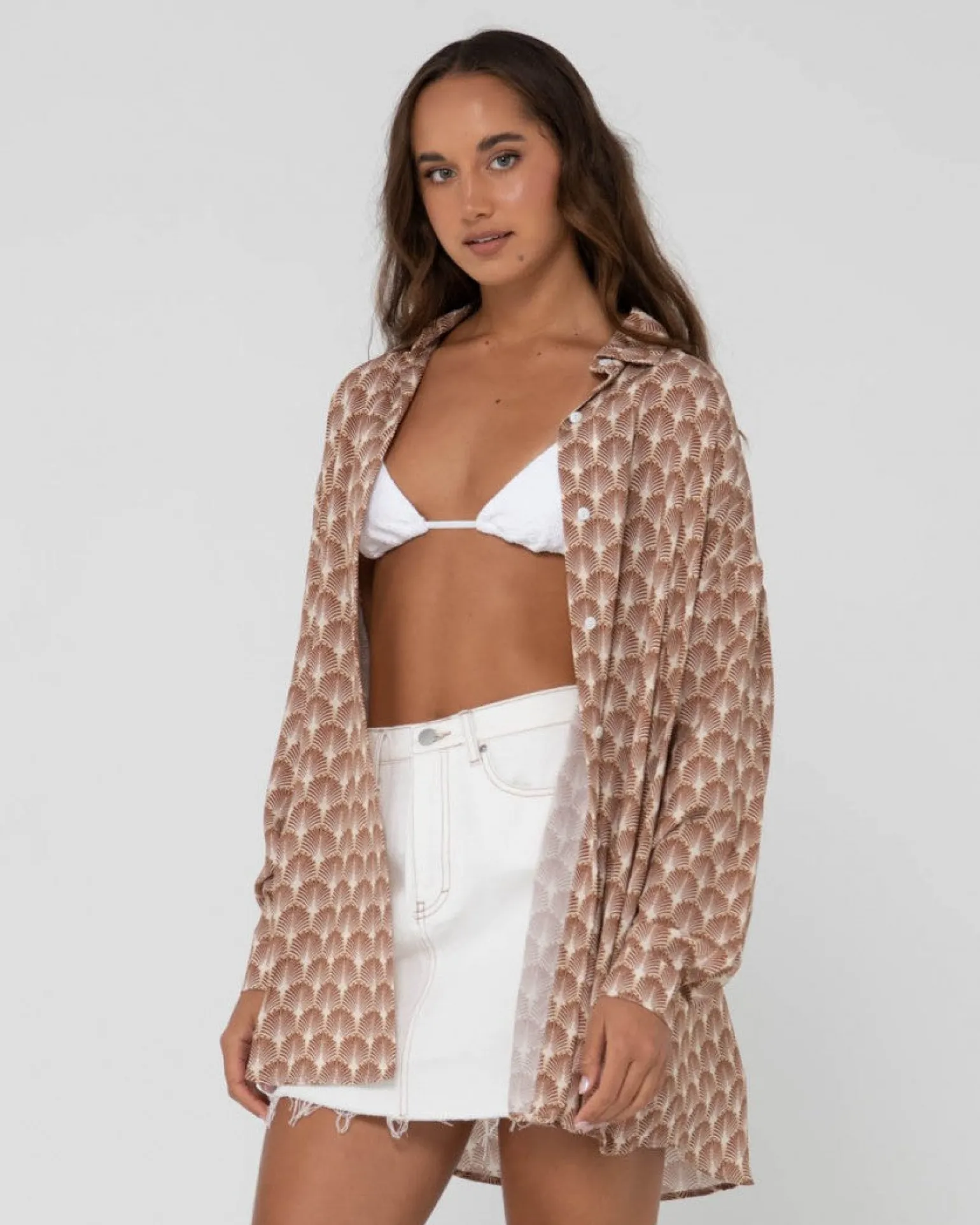 Panama Printed Oversized Long Sleeve Shirt | Rusty Cheap