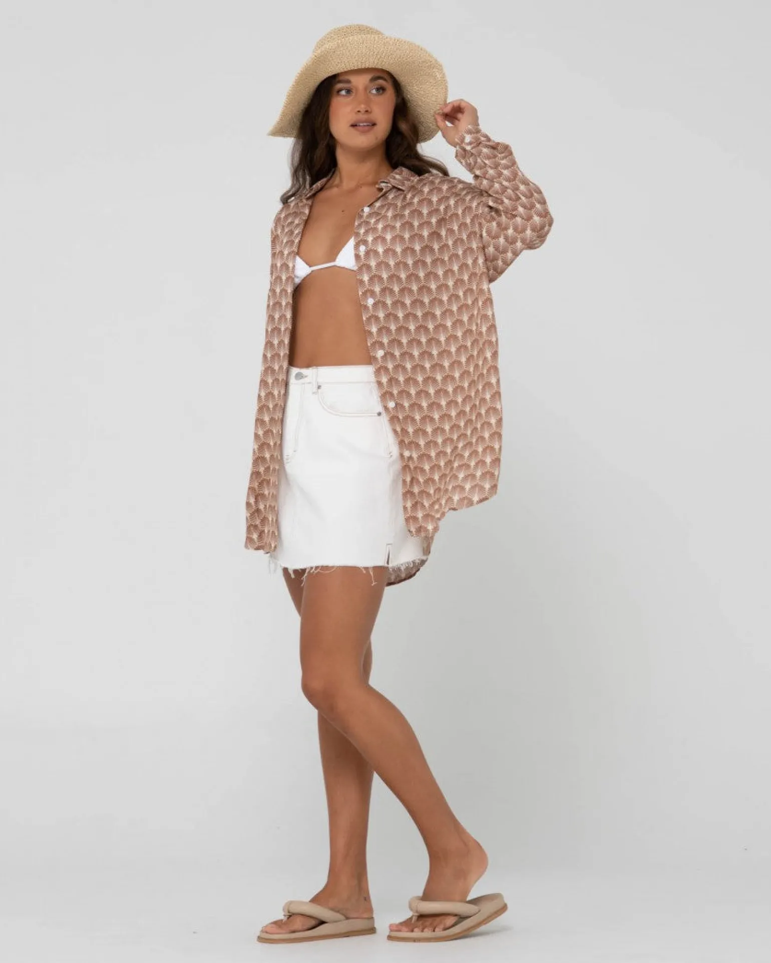 Panama Printed Oversized Long Sleeve Shirt | Rusty Cheap