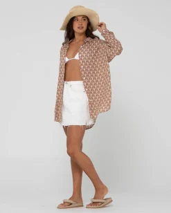 Panama Printed Oversized Long Sleeve Shirt | Rusty Hot