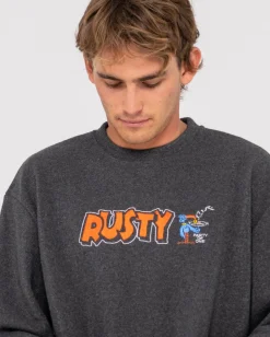 Party Of One Embroidered Rib Crew | Rusty Hot