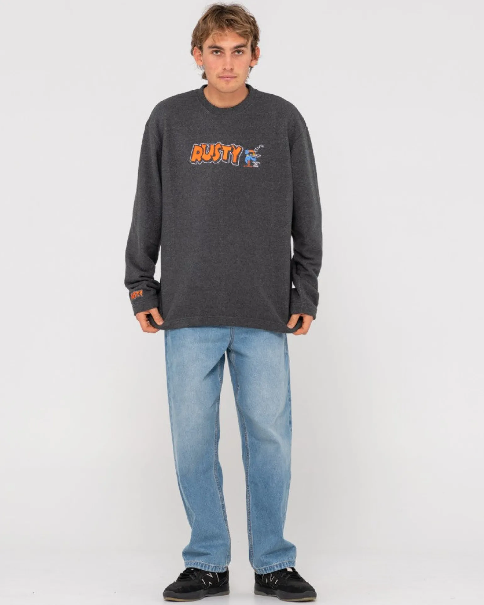 Party Of One Embroidered Rib Crew | Rusty Hot