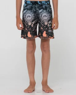 Paste Up Printed Elastic Boardshort Boys | Rusty Discount
