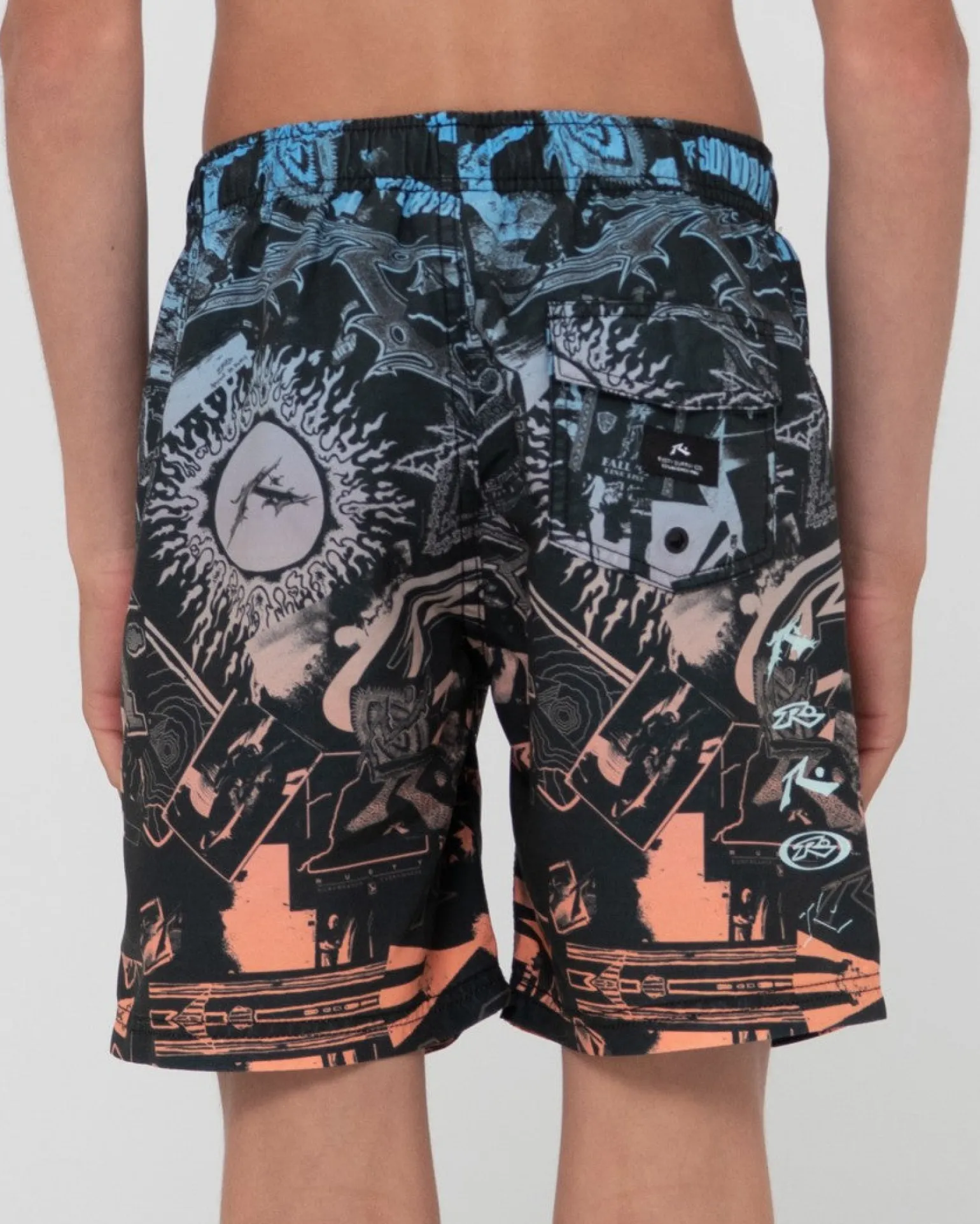 Paste Up Printed Elastic Boardshort Boys | Rusty Hot