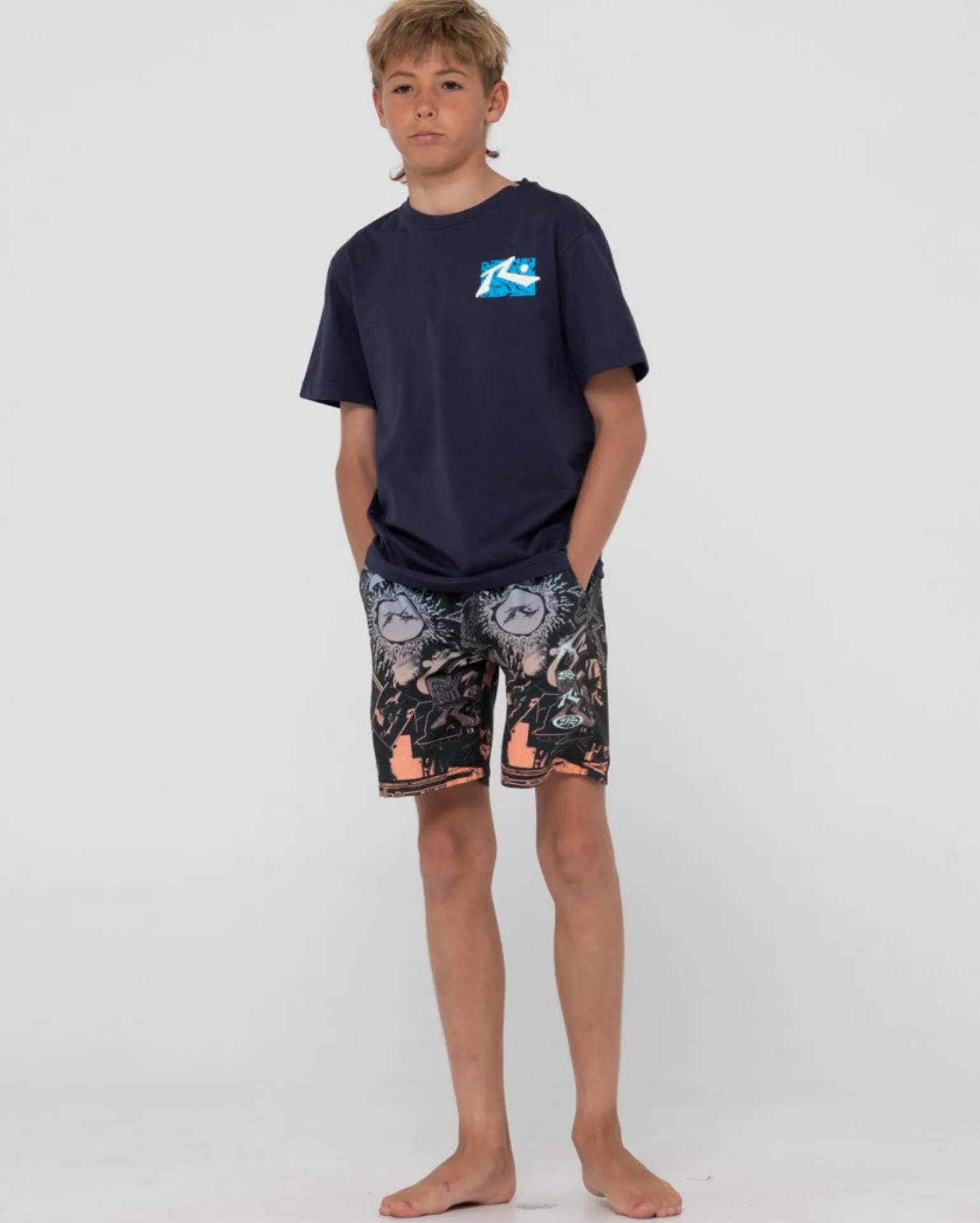 Paste Up Printed Elastic Boardshort Boys | Rusty Discount
