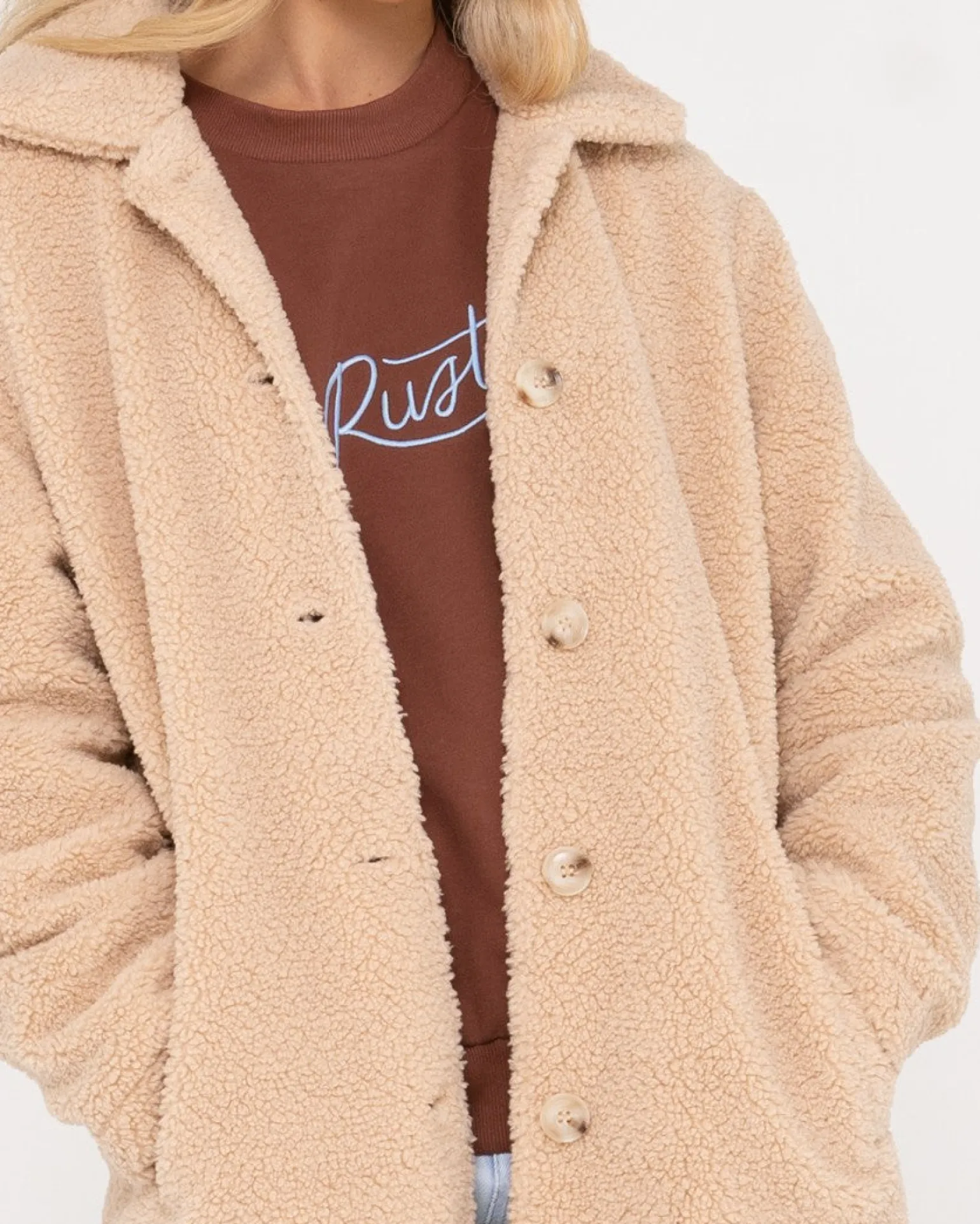 Penelope Long Relaxed Fit Sherpa Coat | Rusty Shop