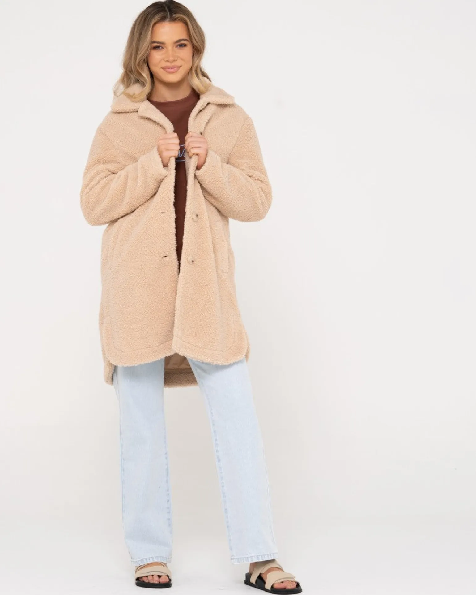 Penelope Long Relaxed Fit Sherpa Coat | Rusty Shop