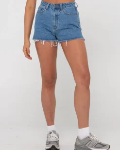 Penny Kick Flare High Waisted Denim Short | Rusty Hot