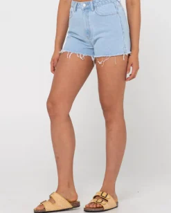 Penny Kick Flare High Waisted Denim Short | Rusty Cheap