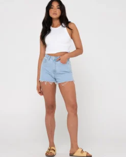 Penny Kick Flare High Waisted Denim Short | Rusty Cheap