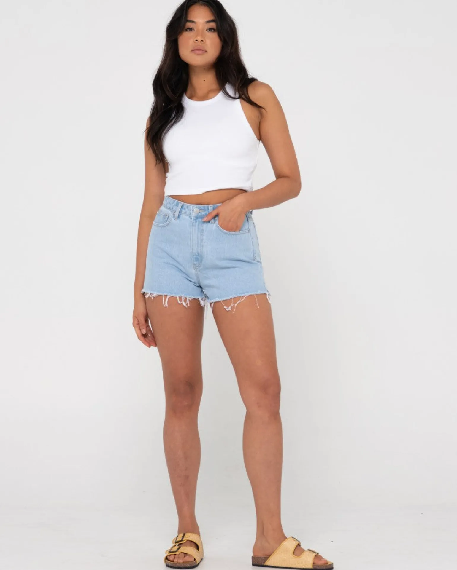 Penny Kick Flare High Waisted Denim Short | Rusty Cheap