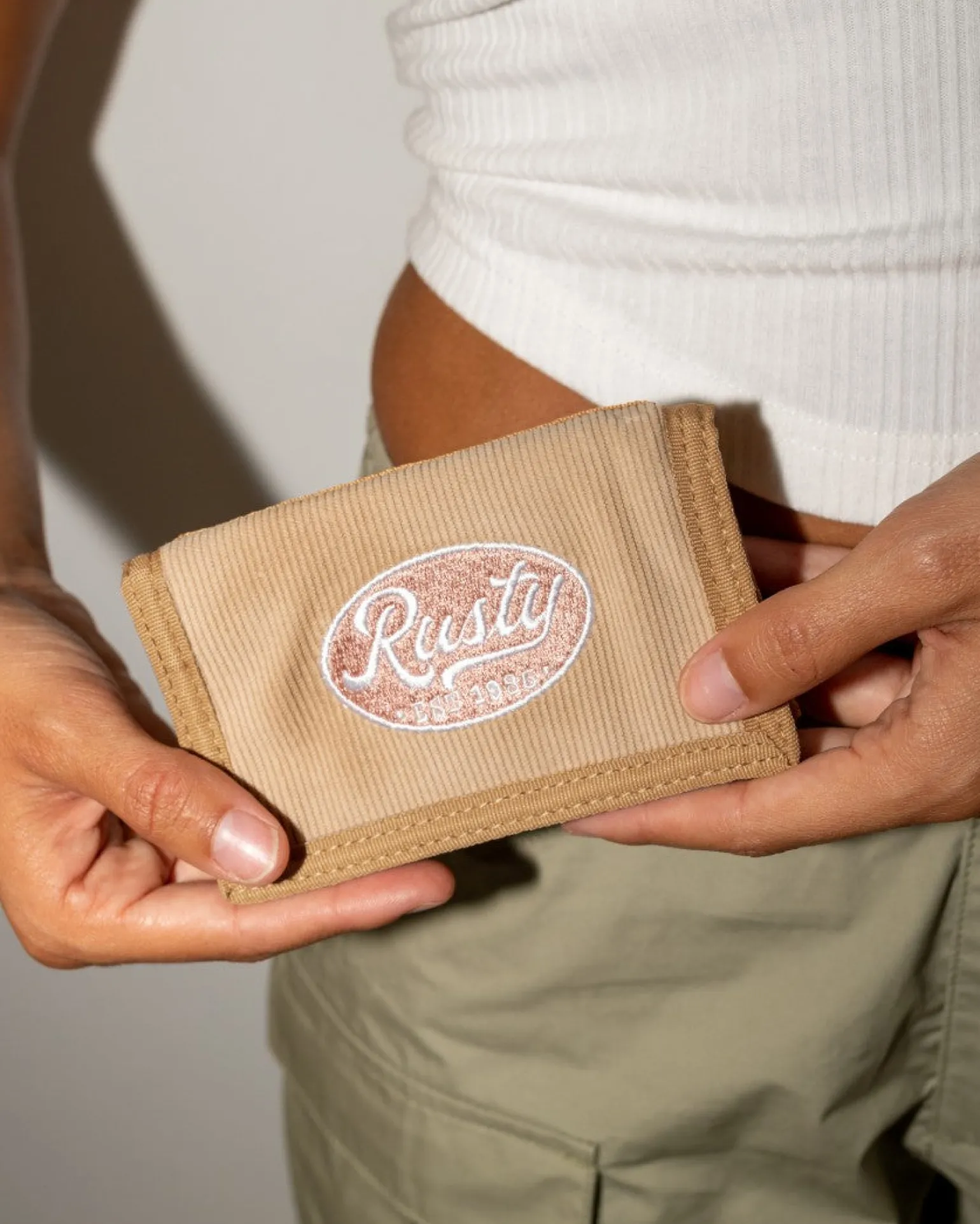 Pit Stop Tri Fold Embroidered Cord Wallet | Rusty Discount