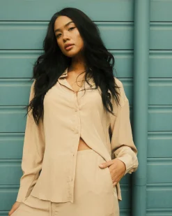 Porter Oversized Long Sleeve Shirt | Rusty Best Sale