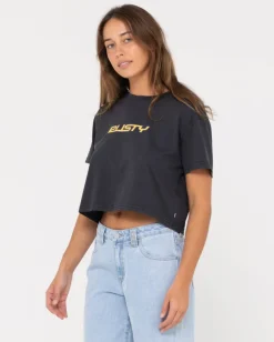 Rider Relaxed Fit Graphic Crop Tee | Rusty Hot