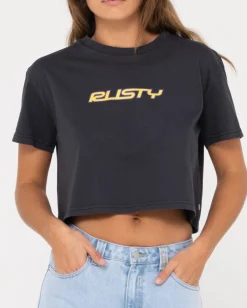 Rider Relaxed Fit Graphic Crop Tee | Rusty Hot