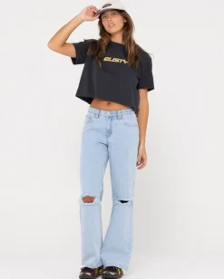 Rider Relaxed Fit Graphic Crop Tee | Rusty Hot