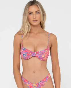 Rio Hibiscus Printed Balconette Bikini Top | Rusty Discount