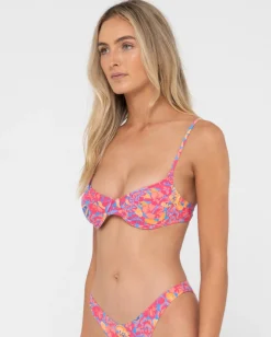 Rio Hibiscus Printed Balconette Bikini Top | Rusty Discount