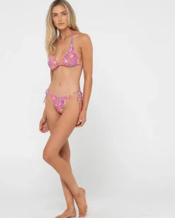 Rio Hibiscus Printed Brazilian Side Tie Bikini Bottom | Rusty Clearance