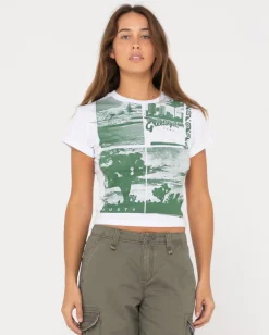 Greetings Skimmer Graphic Baby Tee | Rusty Fashion