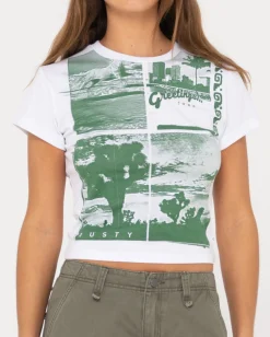 Greetings Skimmer Graphic Baby Tee | Rusty Sale