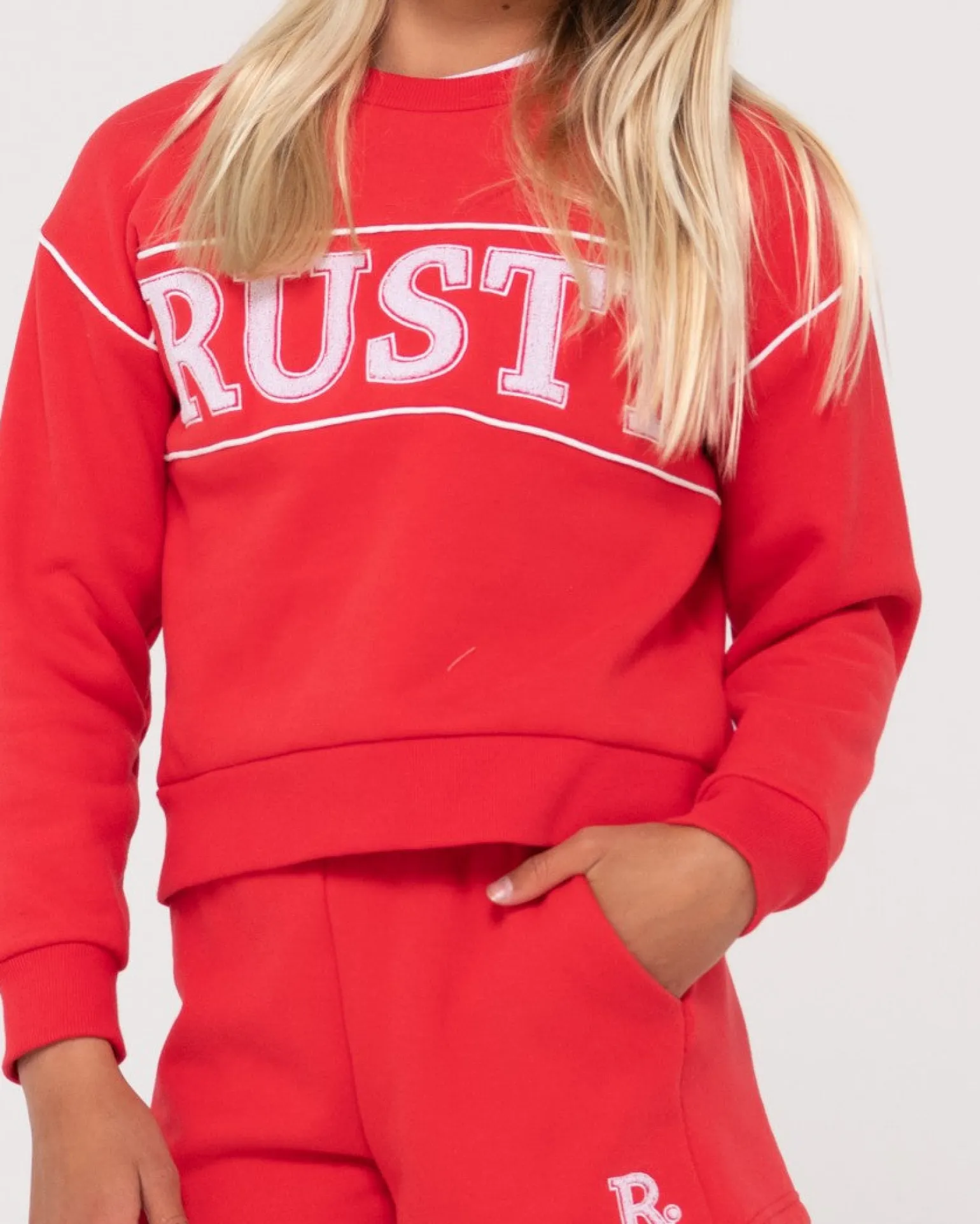 Line Oversize Crew Fleece Girls | Rusty Flash Sale
