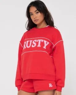 Line Oversize Crew Fleece | Rusty Hot