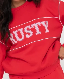 Line Oversize Crew Fleece | Rusty Hot