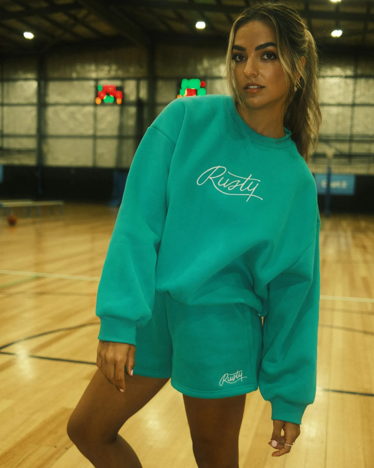 Script Oversize Crew Neck Fleece | Rusty Best Sale