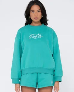 Script Oversize Crew Neck Fleece | Rusty Best Sale