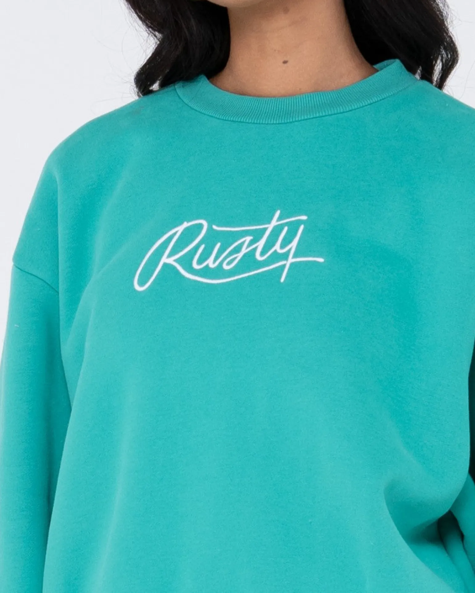 Script Oversize Crew Neck Fleece | Rusty Best Sale