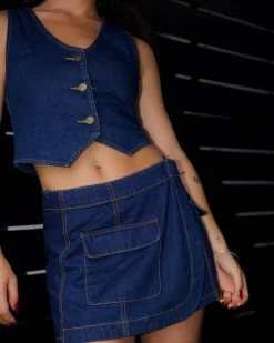 Ryley Cropped Denim Vest | Rusty Cheap