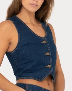 Ryley Cropped Denim Vest | Rusty Cheap