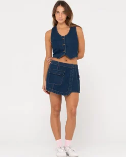 Ryley Low Rise Cargo Denim Mini Skirt | Rusty Store