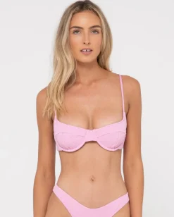 Sandalwood Textured Balconette Bikini Top | Rusty Hot