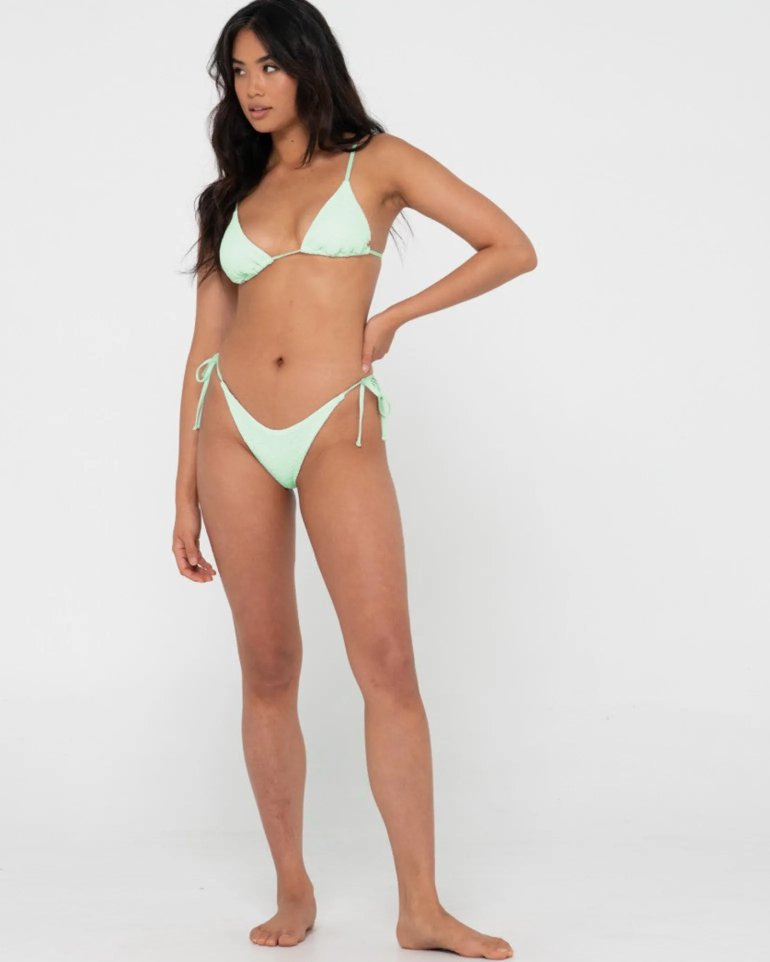 Sandalwood Textured Midi Side Ties Bikini Bottom | Rusty Outlet