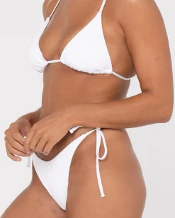 Sandalwood Textured Slick Triangle Bikini Top | Rusty Clearance