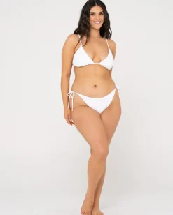 Sandalwood Textured Slick Triangle Bikini Top | Rusty Hot