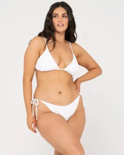 Sandalwood Textured Slick Triangle Bikini Top | Rusty Hot