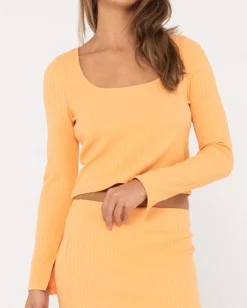 Scarlett Ribbed Long Sleeve Top | Rusty Discount