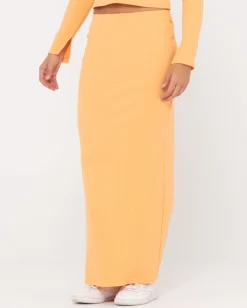 Scarlett Ribbed Mid Rise Maxi Tube Skirt | Rusty Discount