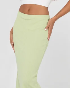 Scarlett Ribbed Mid Rise Maxi Tube Skirt | Rusty Best