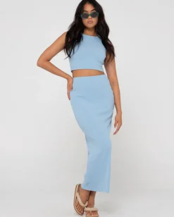 Scarlett Ribbed Mid Rise Maxi Tube Skirt | Rusty Cheap