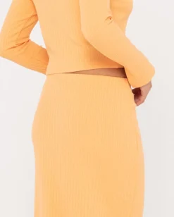 Scarlett Ribbed Mid Rise Maxi Tube Skirt | Rusty Discount