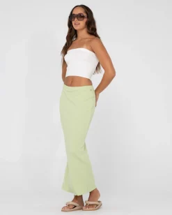 Scarlett Ribbed Mid Rise Maxi Tube Skirt | Rusty Best