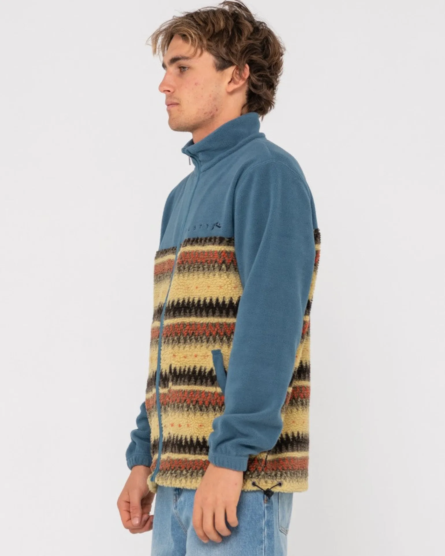 Shag Paneled Full Zip Fleece | Rusty Store