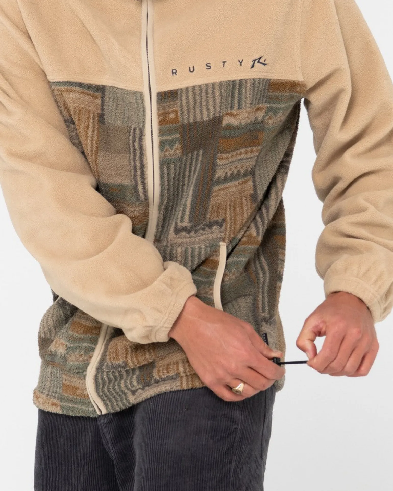 Shag Paneled Full Zip Fleece | Rusty Store