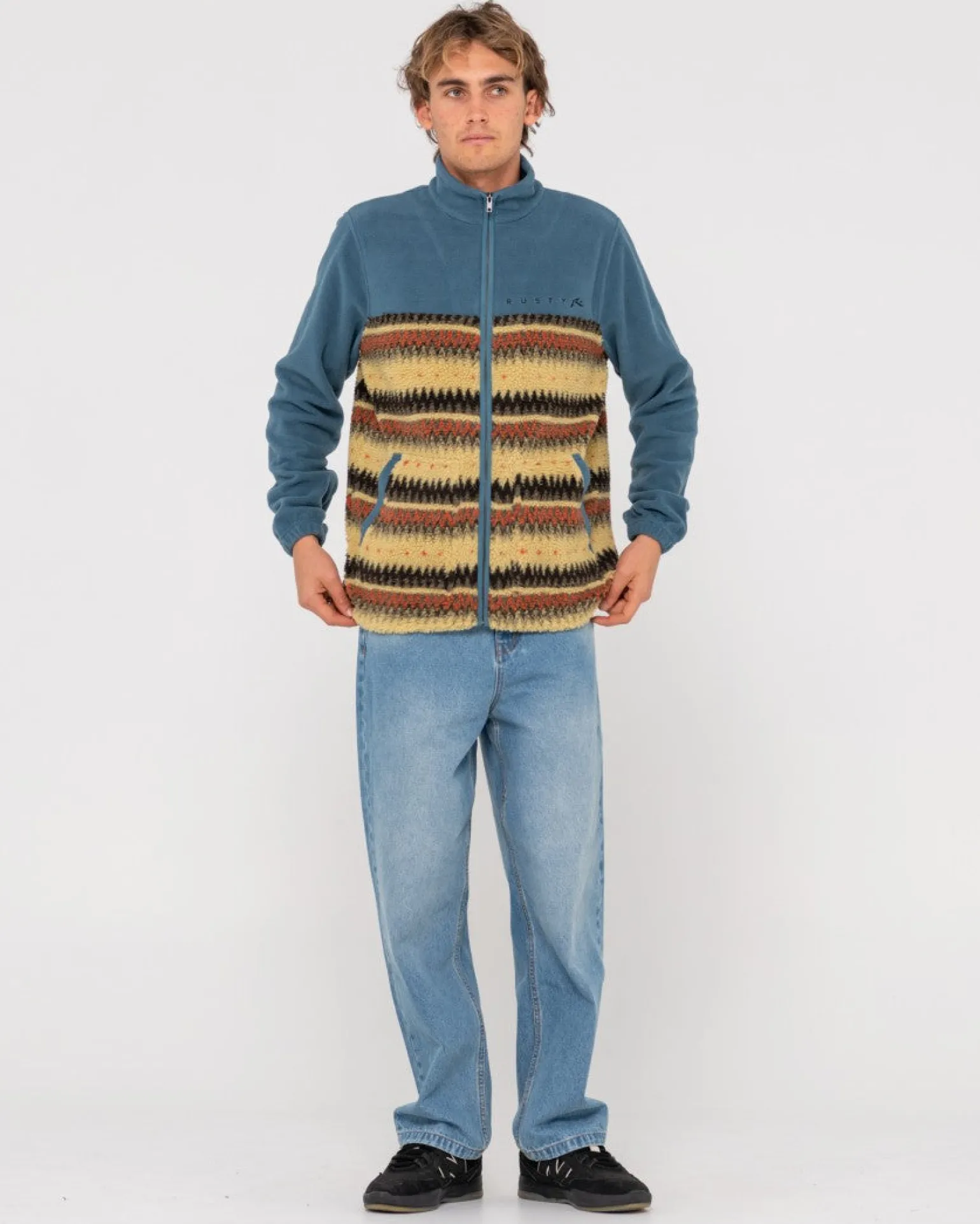 Shag Paneled Full Zip Fleece | Rusty Store