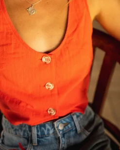 Sicily Button Down Vest Top | Rusty Cheap